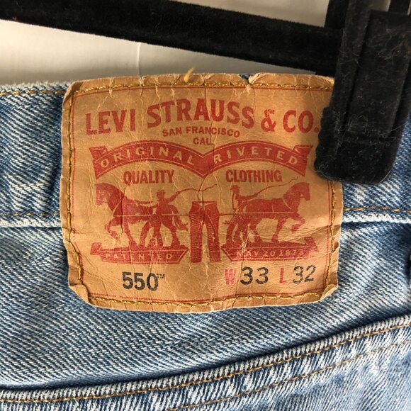 Levis Mens Jeans 550 Relaxed Fit Distressed Grunge 33x32 - Picture 4 of 6